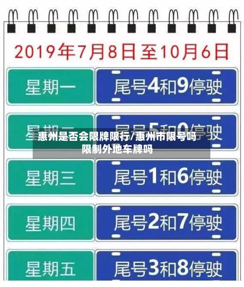 惠州是否会限牌限行/惠州市限号吗限制外地车牌吗
