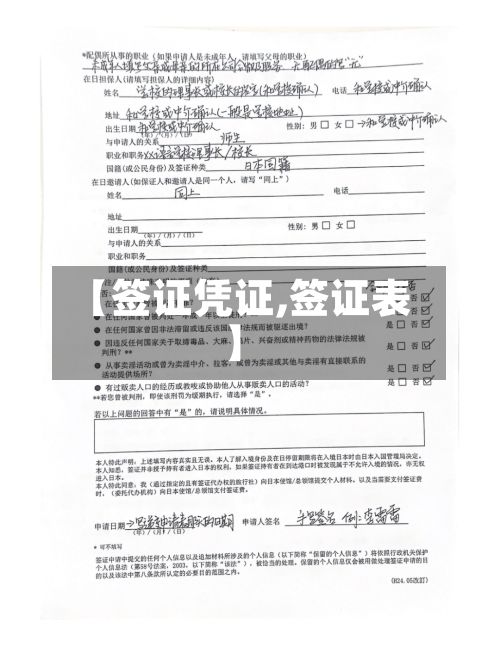 【签证凭证,签证表】