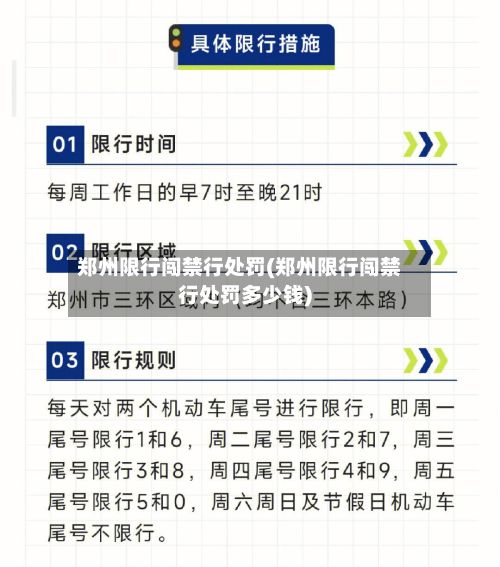 郑州限行闯禁行处罚(郑州限行闯禁行处罚多少钱)