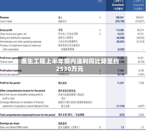 惠生工程上半年期内溢利同比降至约2530万元-第2张图片