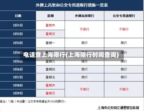 电话查上海限行(上海限行时间查询)