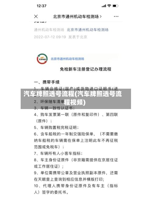 汽车牌照选号流程(汽车牌照选号流程视频)